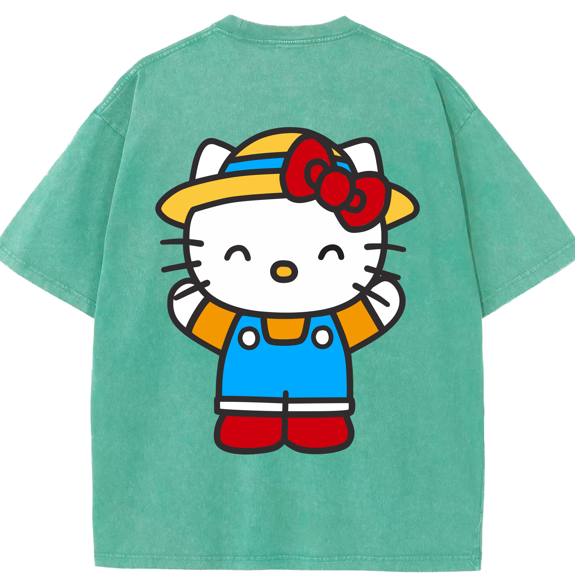 （画像用） Hello Kitty ハローキティ 綿100% ヴィンテージ風 半袖Tシャツ（背面プリント）